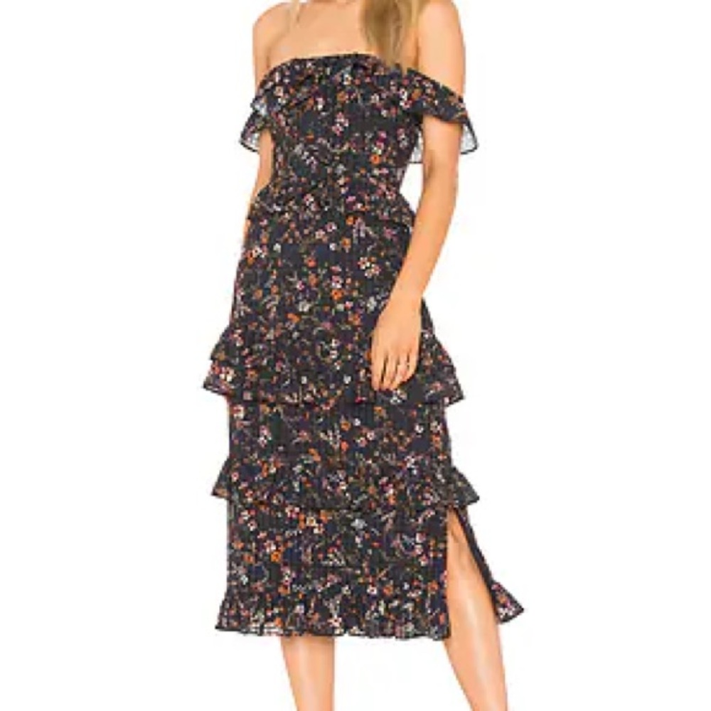 Tularosa Strapless Black Floral Dress